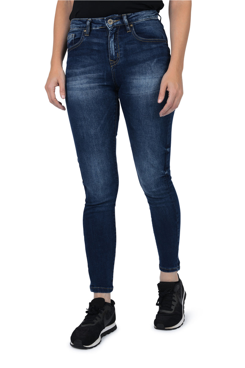 Toeval Klem Contractie Women Super Stretch Ultra Comfort Skinny Jeans - Faded Blue