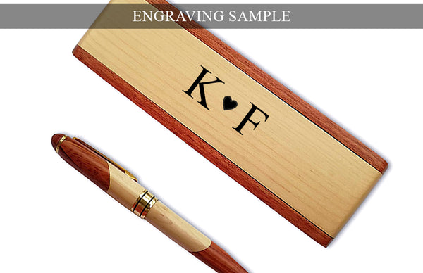 ENRGAVED Wood Ballpoint Pen Gift Set with Business Pen Case Display