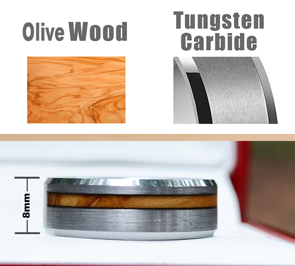 Tungsten Carbide Ring with Koa Wood Inlay
