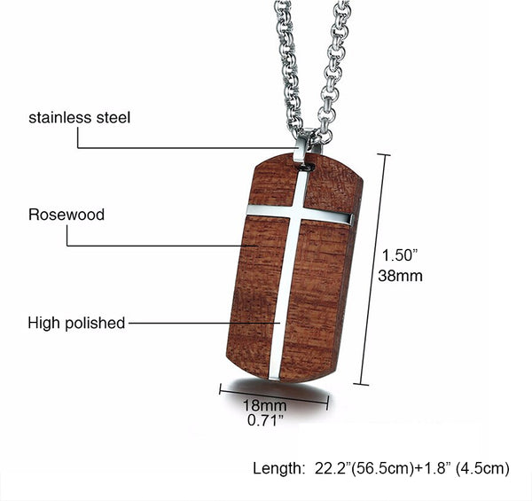 Urban Designer rosewood cross necklace for men- mens pendant necklace-wood necklace pendants for men