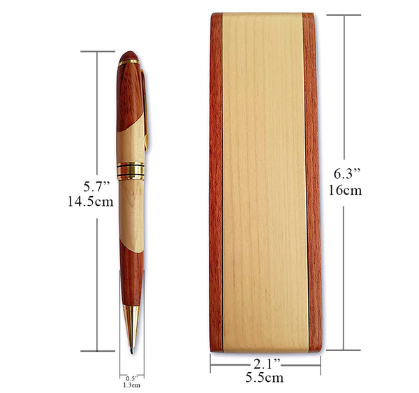 Wood Ballpoint Pen Gift Set with Business Pen Case Display-dimensions.jpg