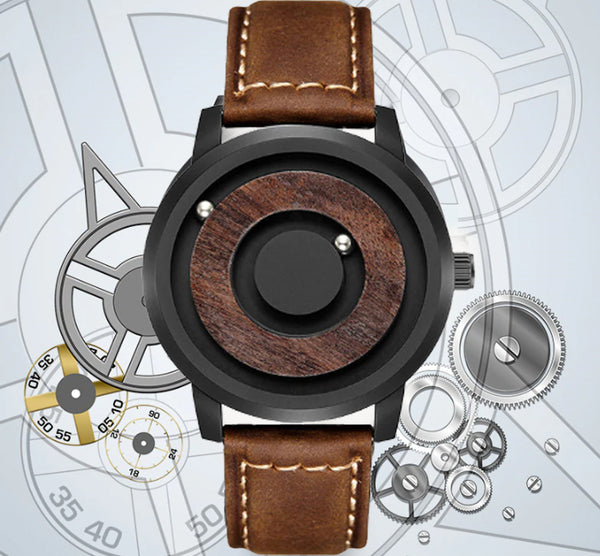 urban designer Cosmos Minimalist Wood Dial Scaleless Magnetic Wooden Watch with Premium leather band.jpg