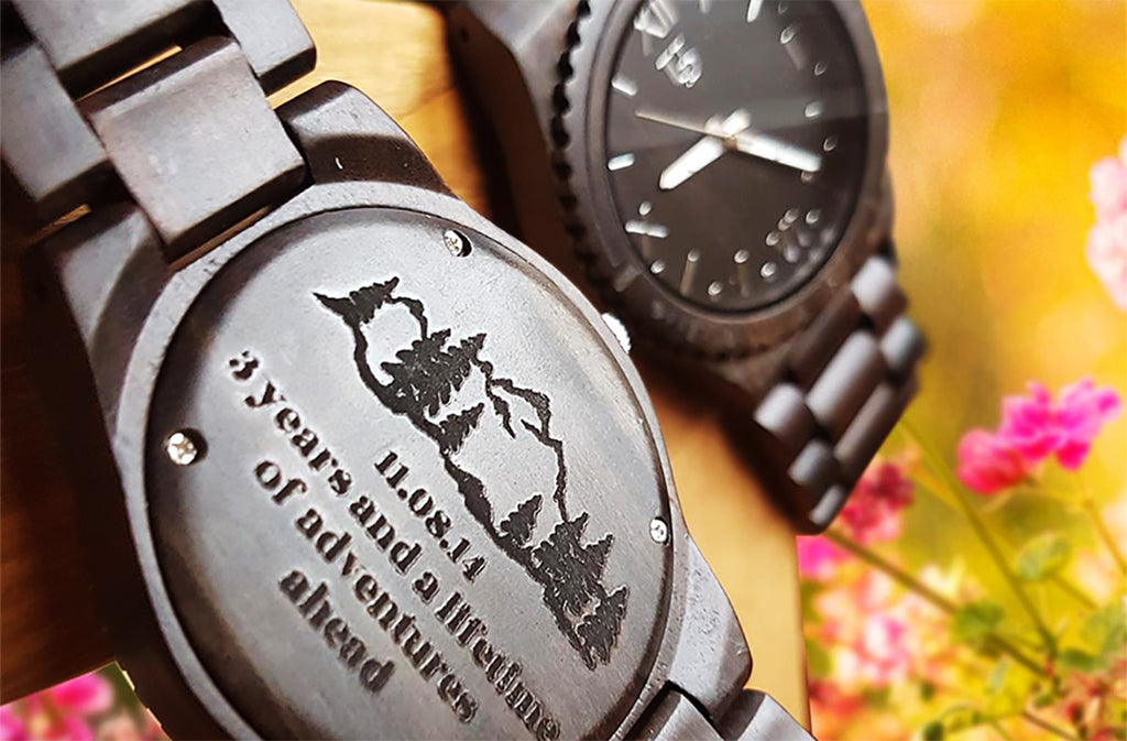 engraved wooden watches