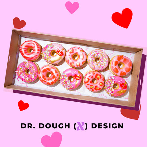 The Boujee Donut Box features Australia first printed glaze donut with leopard and heart print designs. The box in the image feature 10 donuts themed around pink, glitz and glamour and features leopard and heart printed donuts! Available for delivery across Sydney and Melbourne.