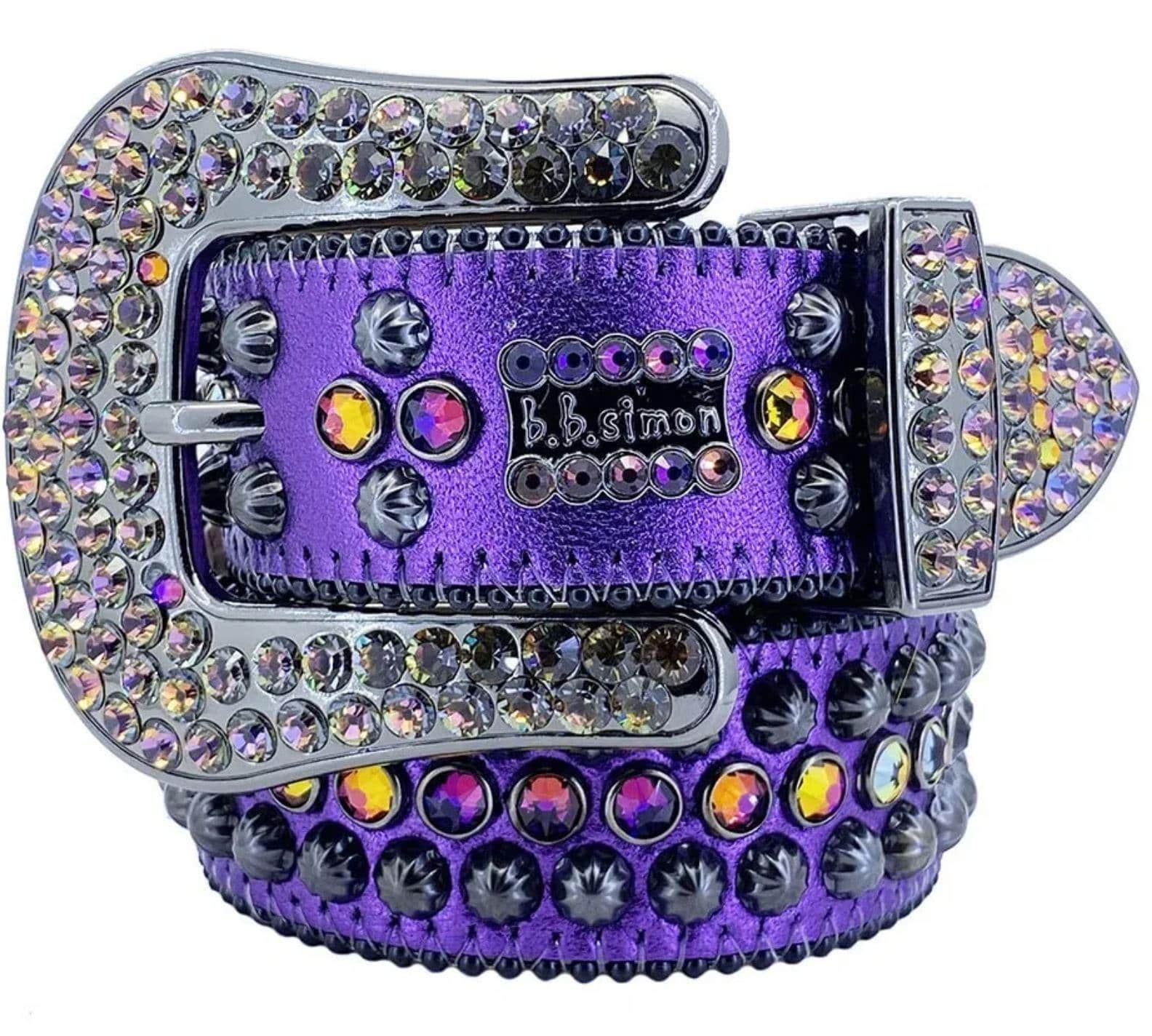 BB Simon belts Purple Leather with Crystals Belt