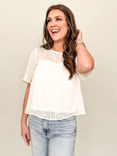 Elliot Lace Inset Top — Out of Town Clothing