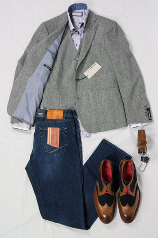 Jacket, Waist coat and dark denim