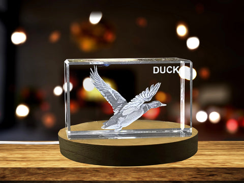 Duck 3D Engraved Crystal Gift Keepsake
