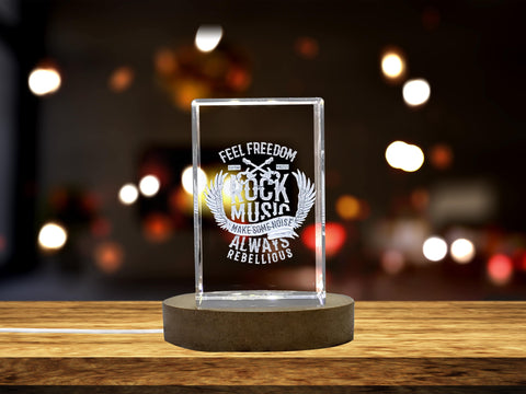 3D Engraved Crystal with Rock Music Concept Vector Design