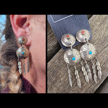 Red Stone Clip Earrings - E522 - STONE FEATHER ROAD