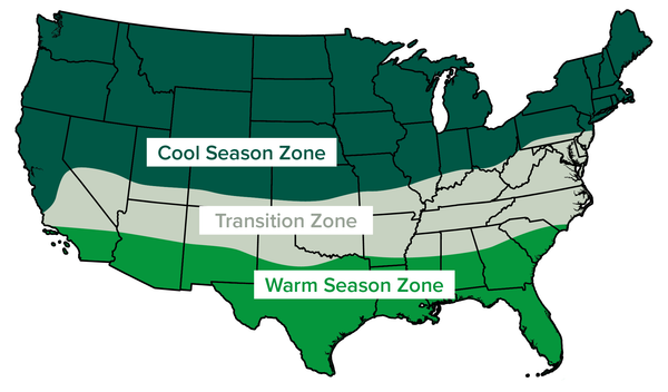 US map showing grass climate zones for smart lawn care