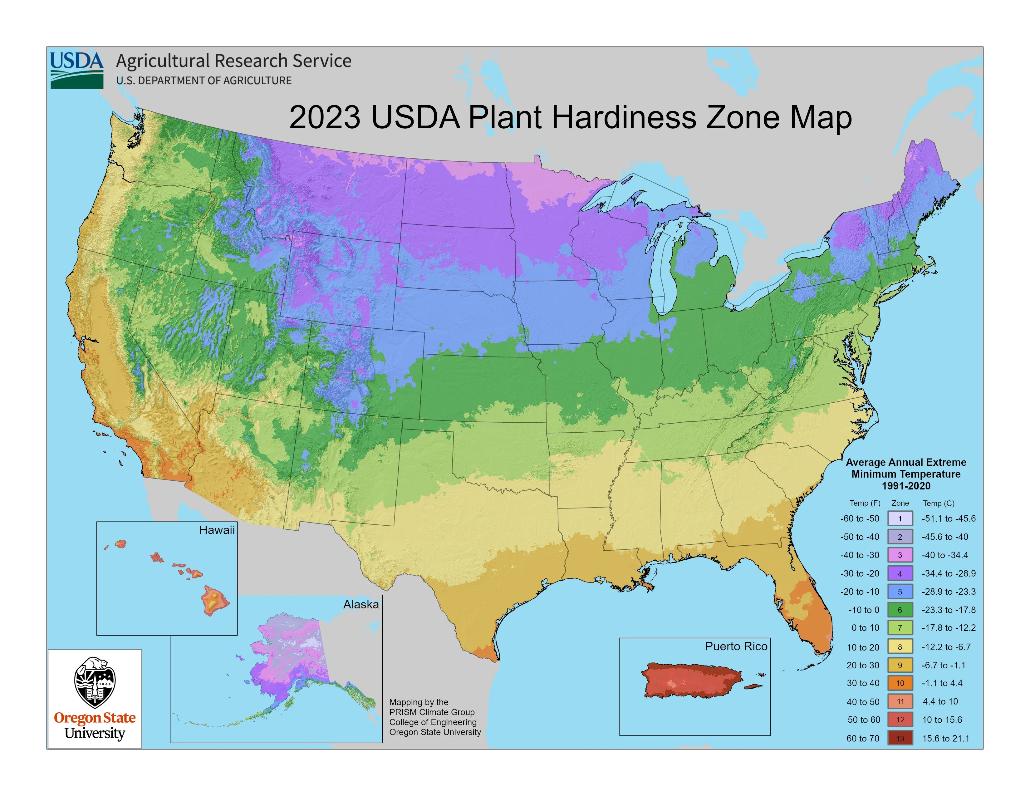 New USDA hardiness zone map, 2023