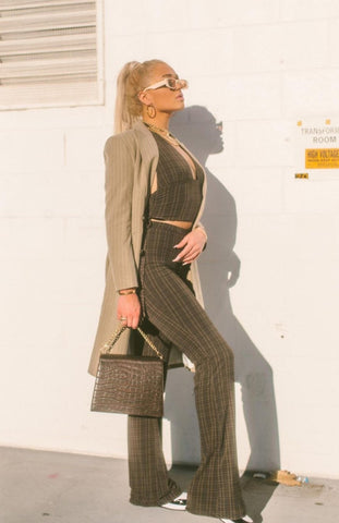 Cassidy Condie wearing Jeele Croc-Brown Bag