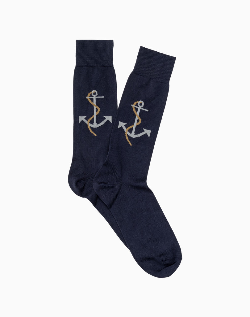 VICCEL / CELCHUK Knee Socks Shadow Stripe Navy Blue Mustard