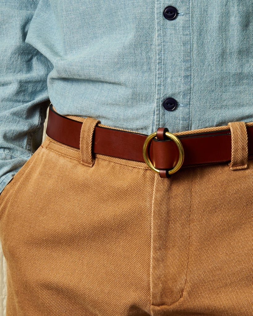 Bridle Strap Belt with Anchor Buckle in Oak Bark – Quaker Marine