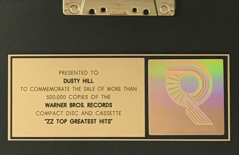 ZZ Top Greatest Hits RIAA Gold Album Award