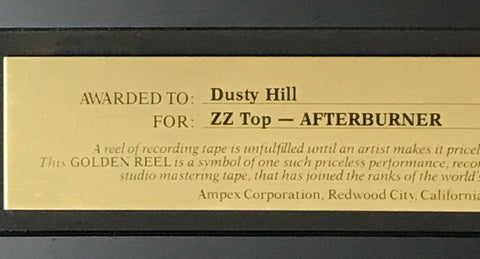 ZZ Top Afterburner album Ampex Golden Reel Award presented to Dusty Hill detail