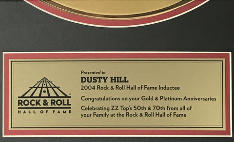 Dusty Hill owned Rock and Roll Hall Of Fame Inductee plaque