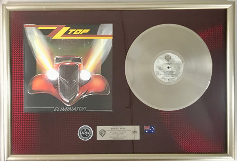 ZZ Top Eliminator 1987 ARIA Australian Double Platinum LP Award presented to Dusty Hill