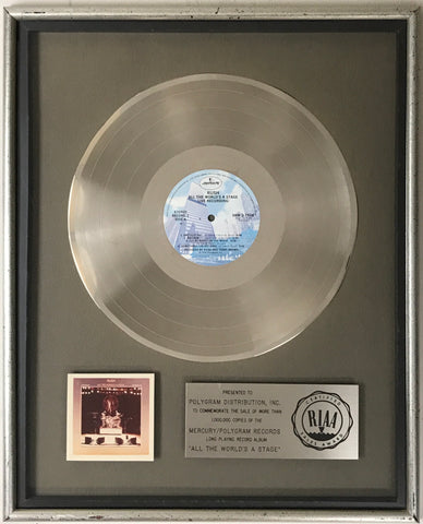 Rush All The World's A Stage RIAA Platinum Award