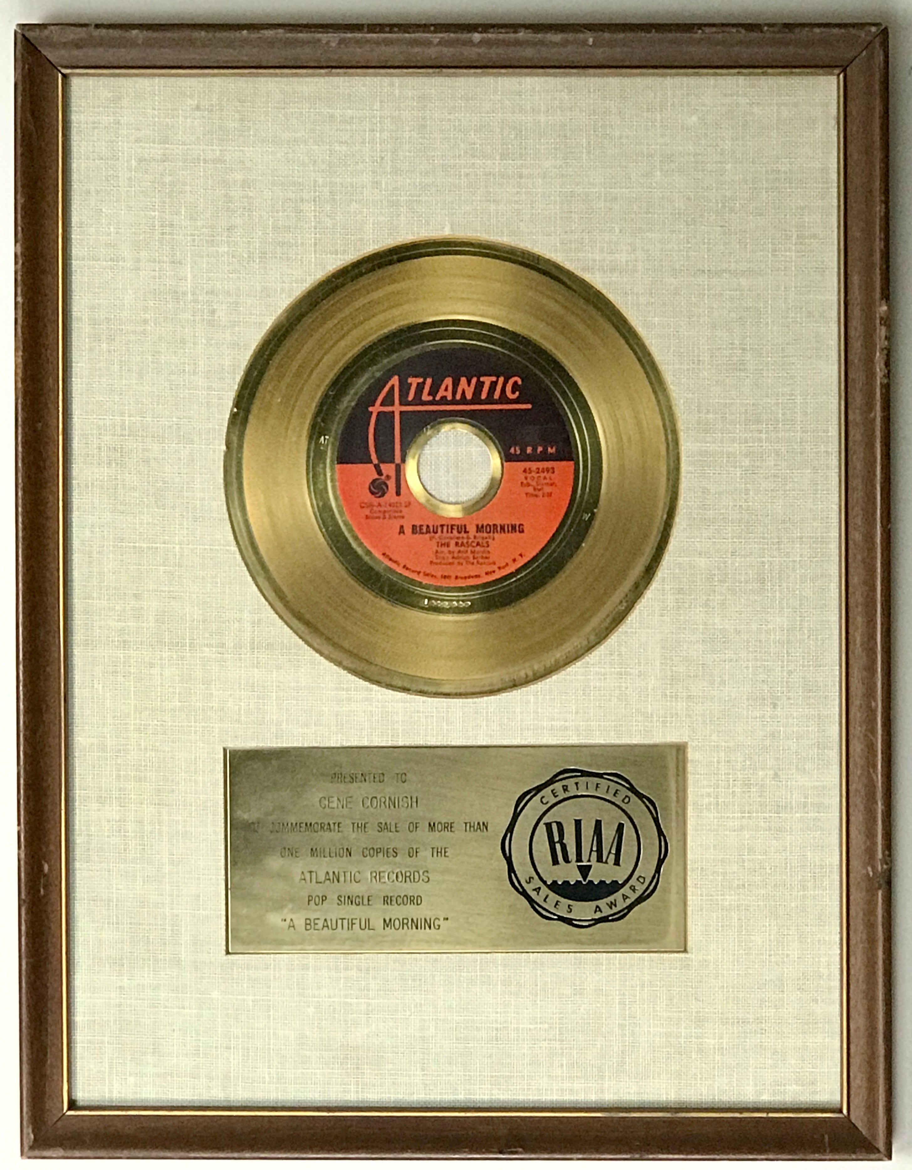 The Rascals RIAA white matte single award