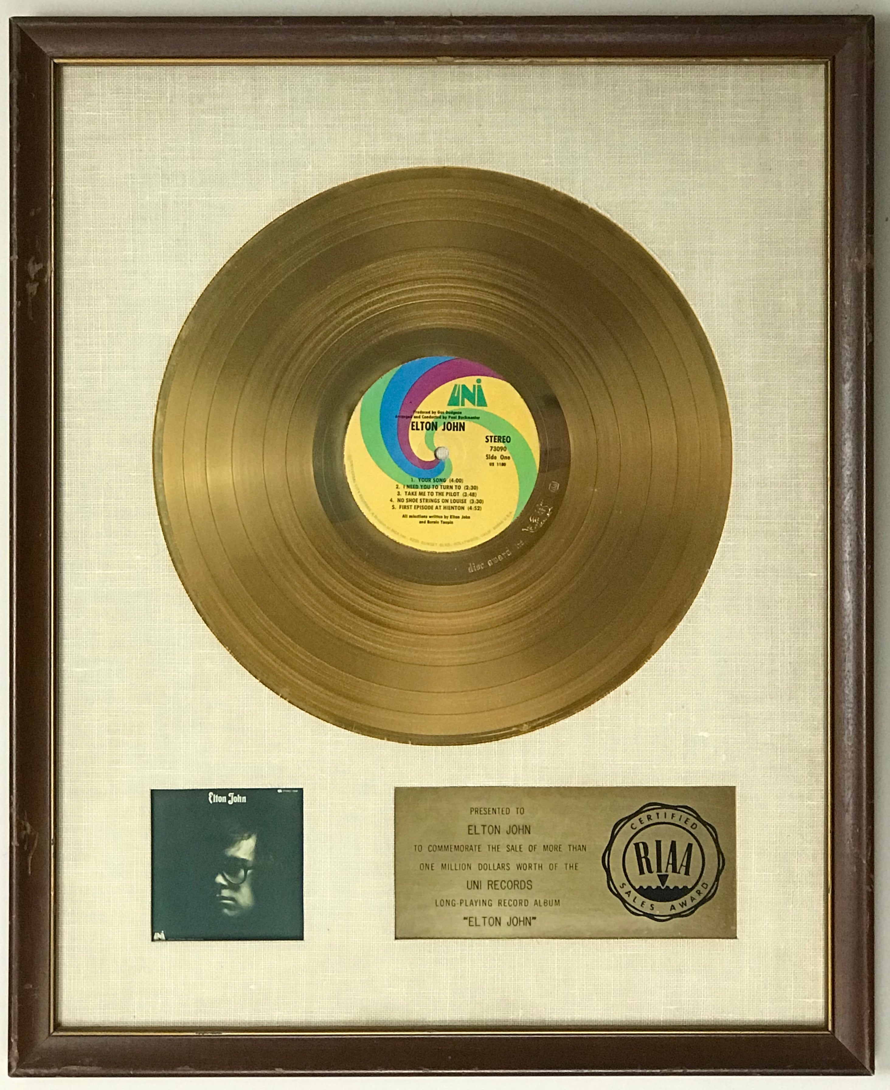 Elton John debut RIAA white matte award