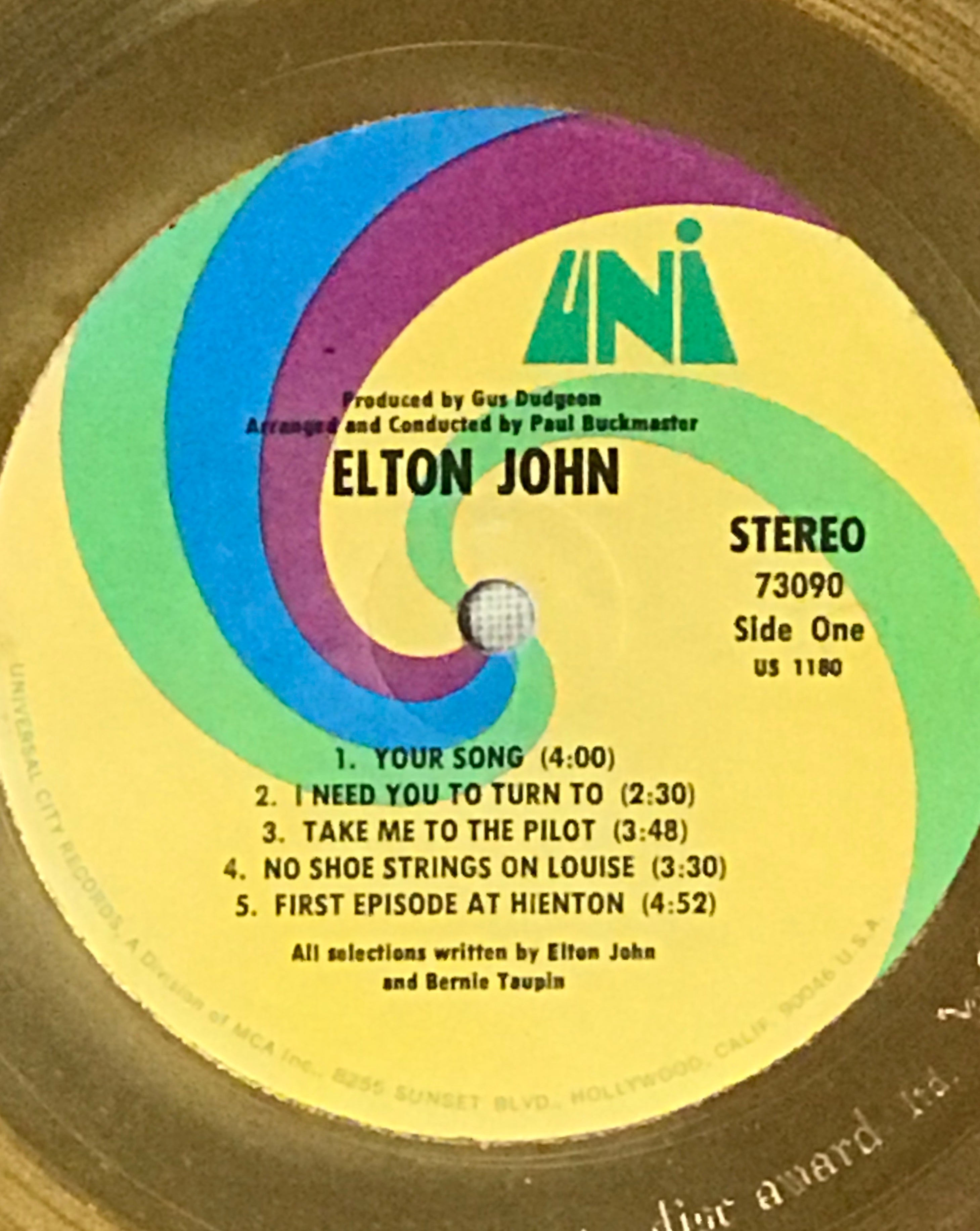 Elton John debut album track list from label
