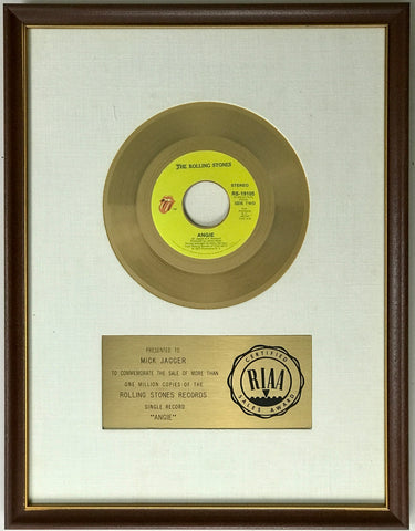 Rolling Stones "Angie" RIAA Single Award to Mick Jagger