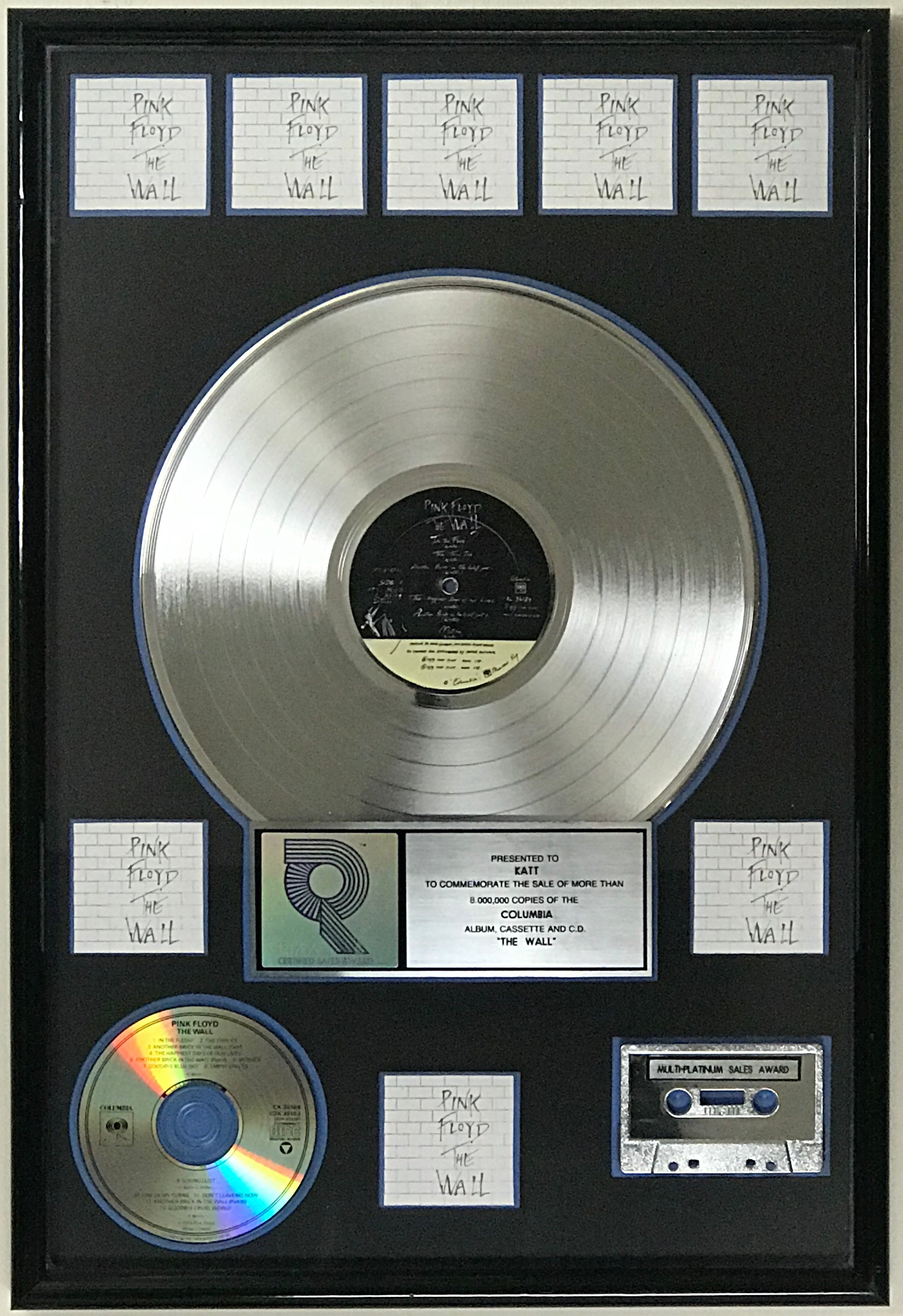 Pink Floyd The Wall 8x Multi-Platinum RIAA award