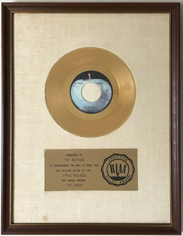 Beatles "Get Back" RIAA white matte award