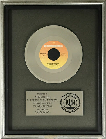 Johnnie Taylor "Disco Lady" RIAA Platinum single