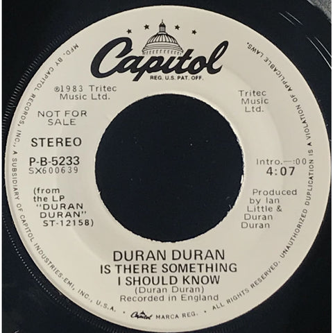 45 Purse - Special Records - Duran Duran Is There Something I Should Know Promo