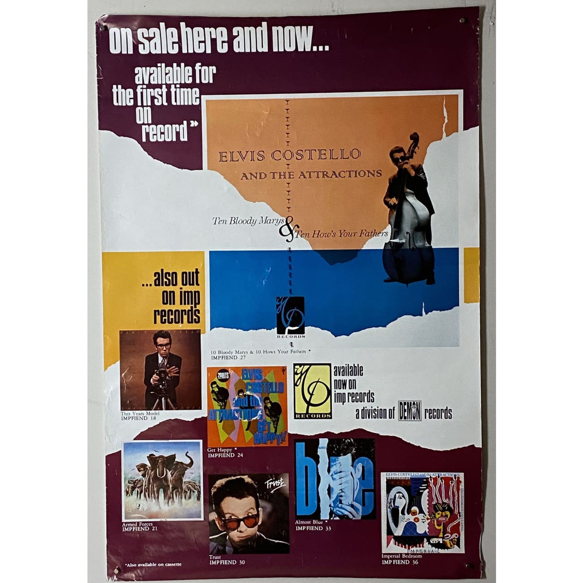 Elvis Costello 1980s Vintage Promo Poster