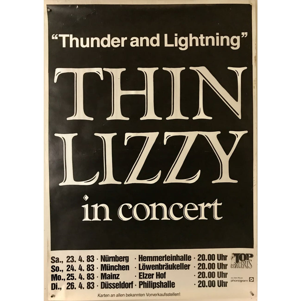  - Thin Lizzy 1983 Thunder and Lightning Tour Poster –  
