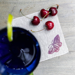 Image of Butterfly Print Linen Cocktail Napkins (Set of 4)