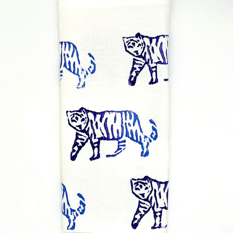 Image of Tiger Napkins on Oatmeal or White Linen (6 Color options)