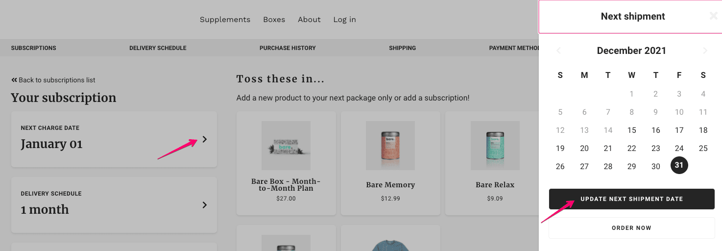 edit subscription ship dates