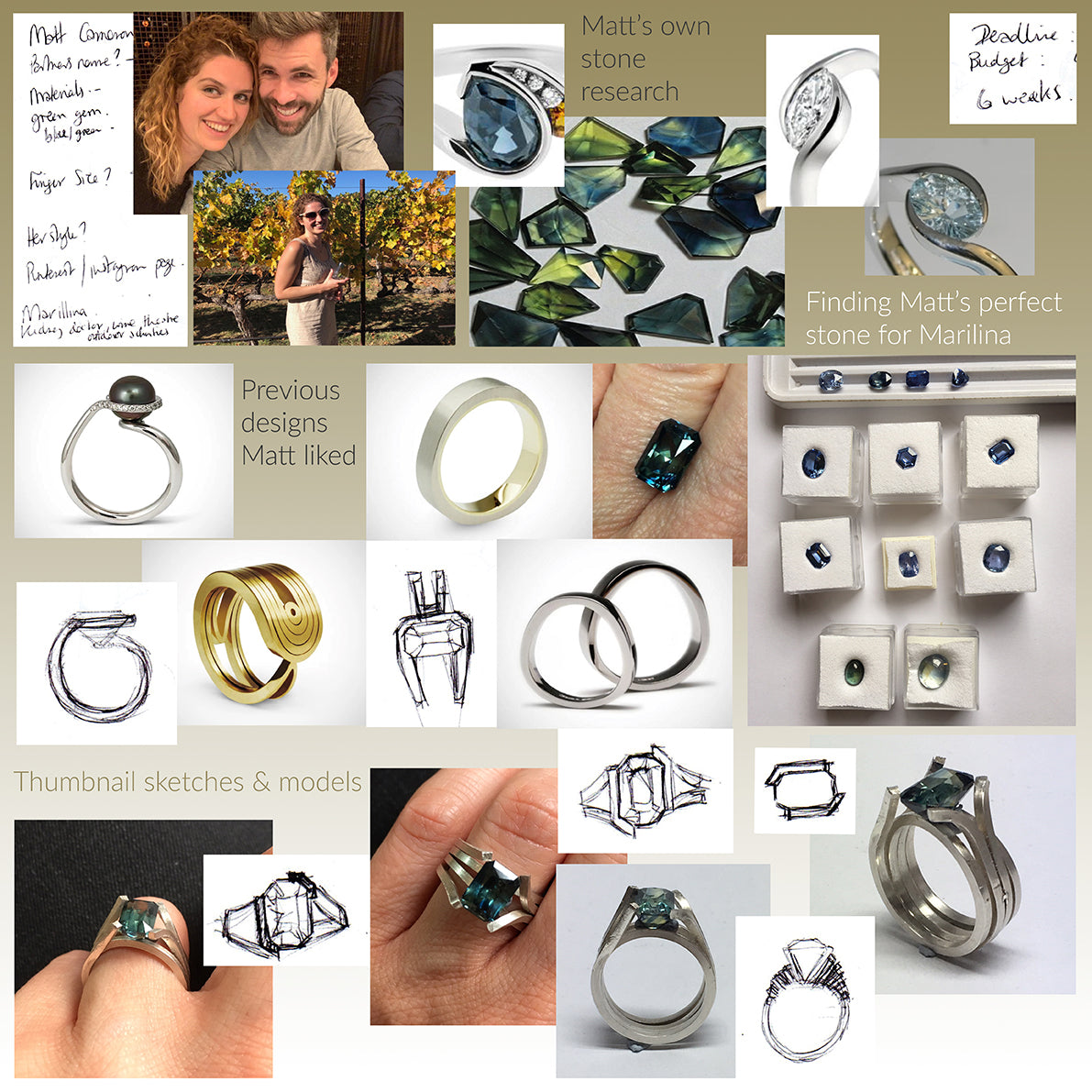 Matts bespoke engagement ring design inspiration board 