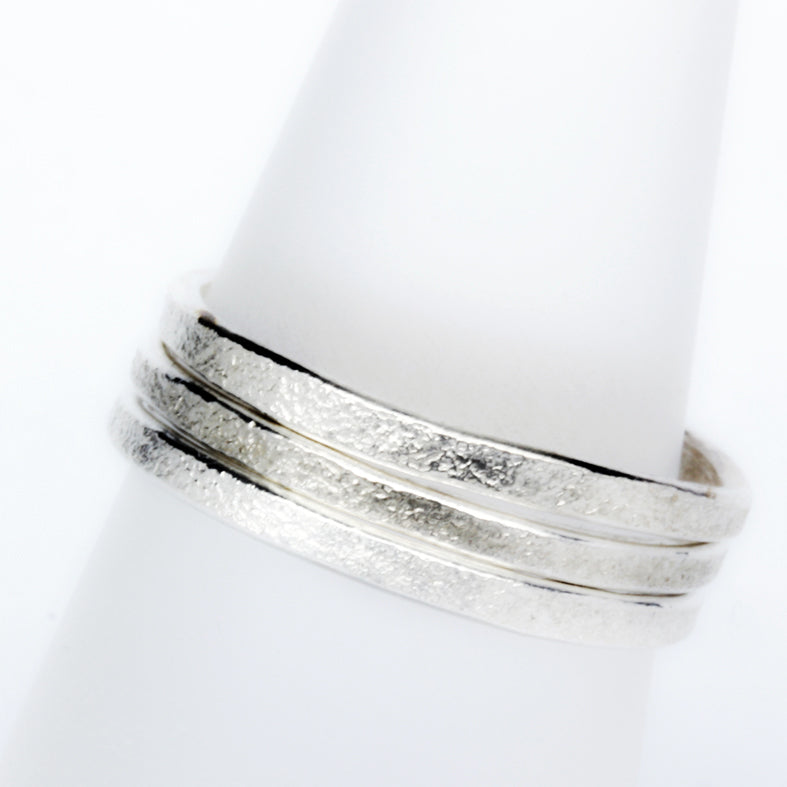 Stack ring friendship ring textured satin silver Stackit ring