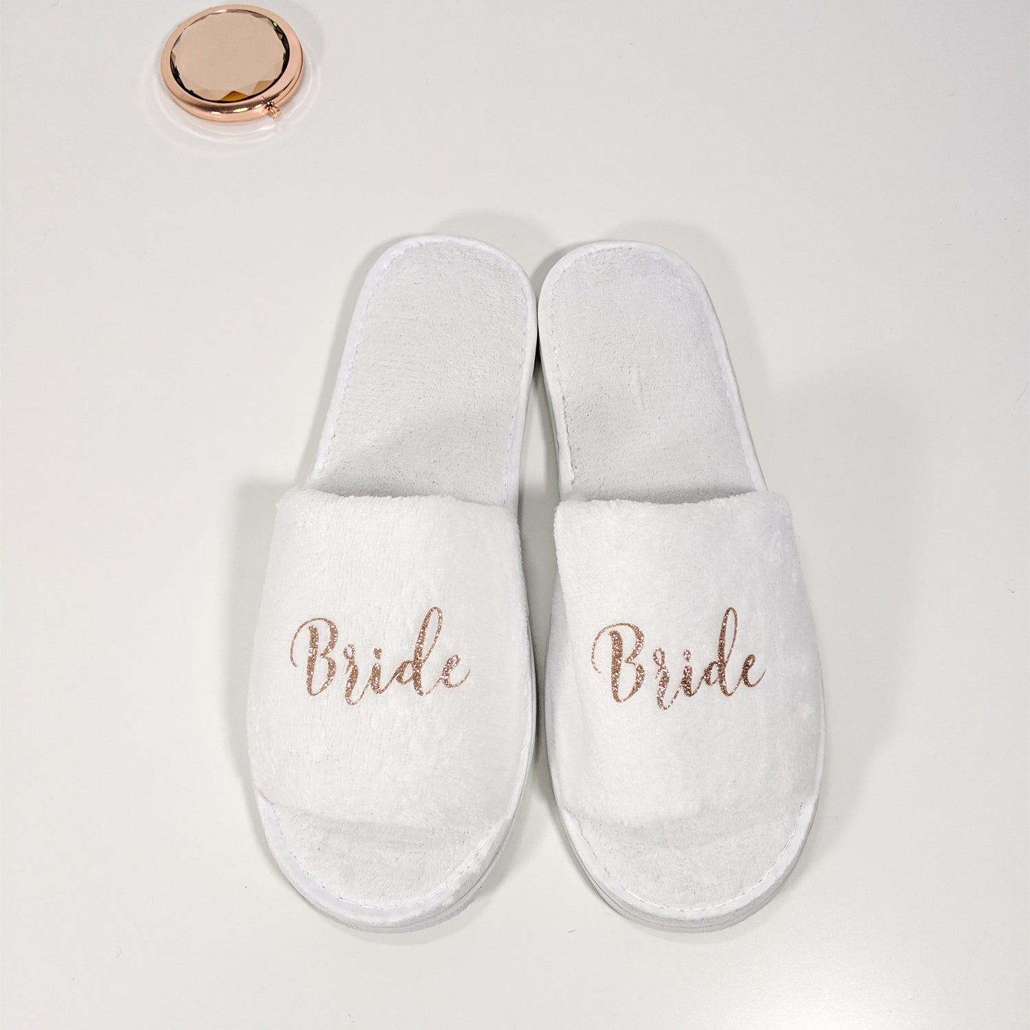 bride slippers rose gold