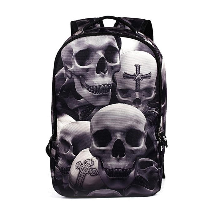 Wrap-Around Gothic Skull Print Backpack (17
