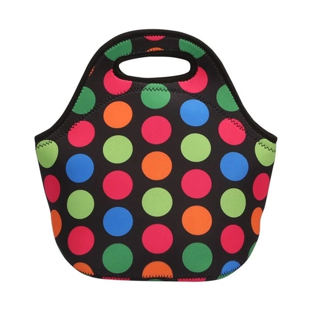 Insulated Neoprene Polka Dot Pattern Lunch Bag - Funn Bagz