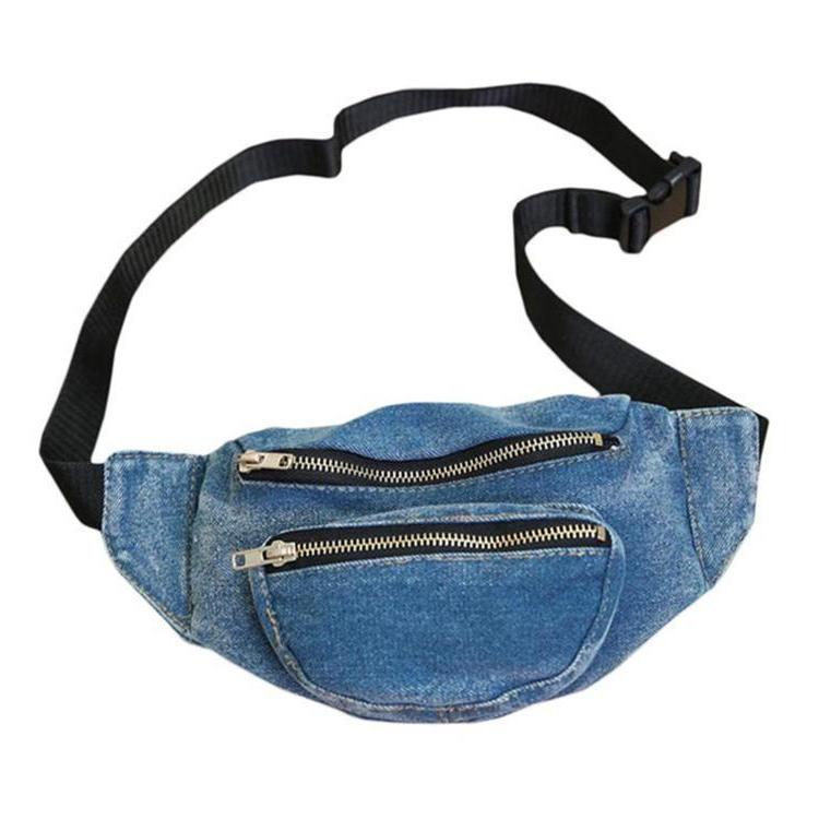 2-Pocket Jean / Denim Fanny Pack Waist Bag - Funn Bagz