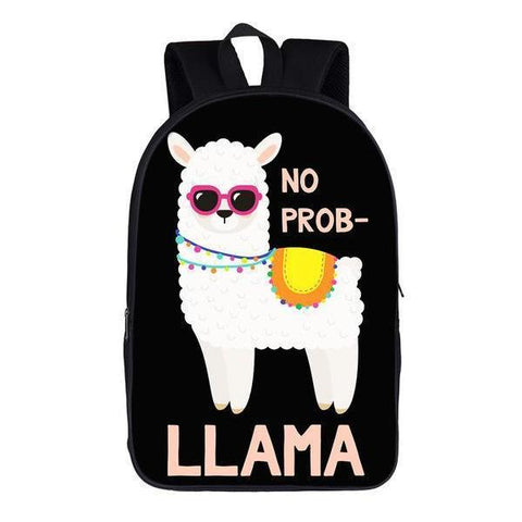 No Prob Llama Print Backpack (17
