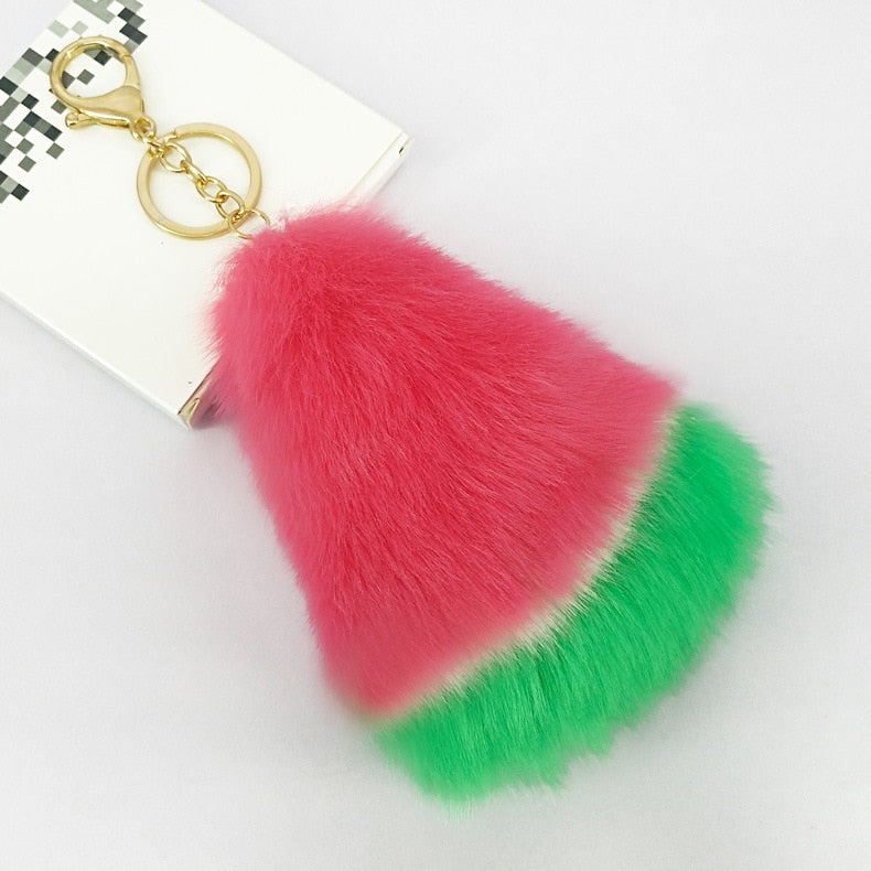 Fluffy Pom Pom Watermelon Keychain / Bag Charm - Funn Bagz