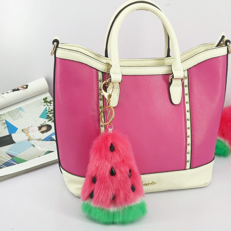 Fluffy Pom Pom Watermelon Keychain / Bag Charm - Funn Bagz