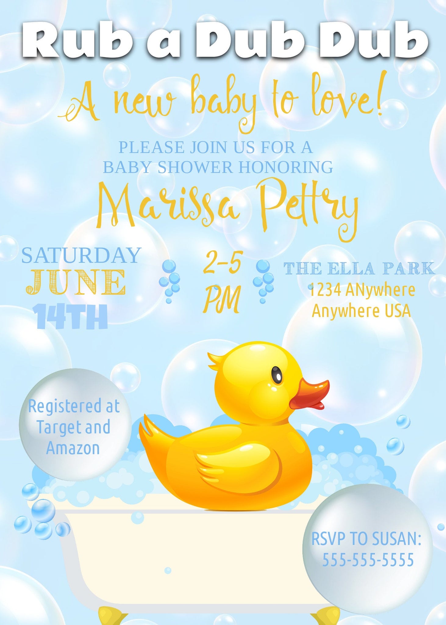 rubber duck baby shower invitations