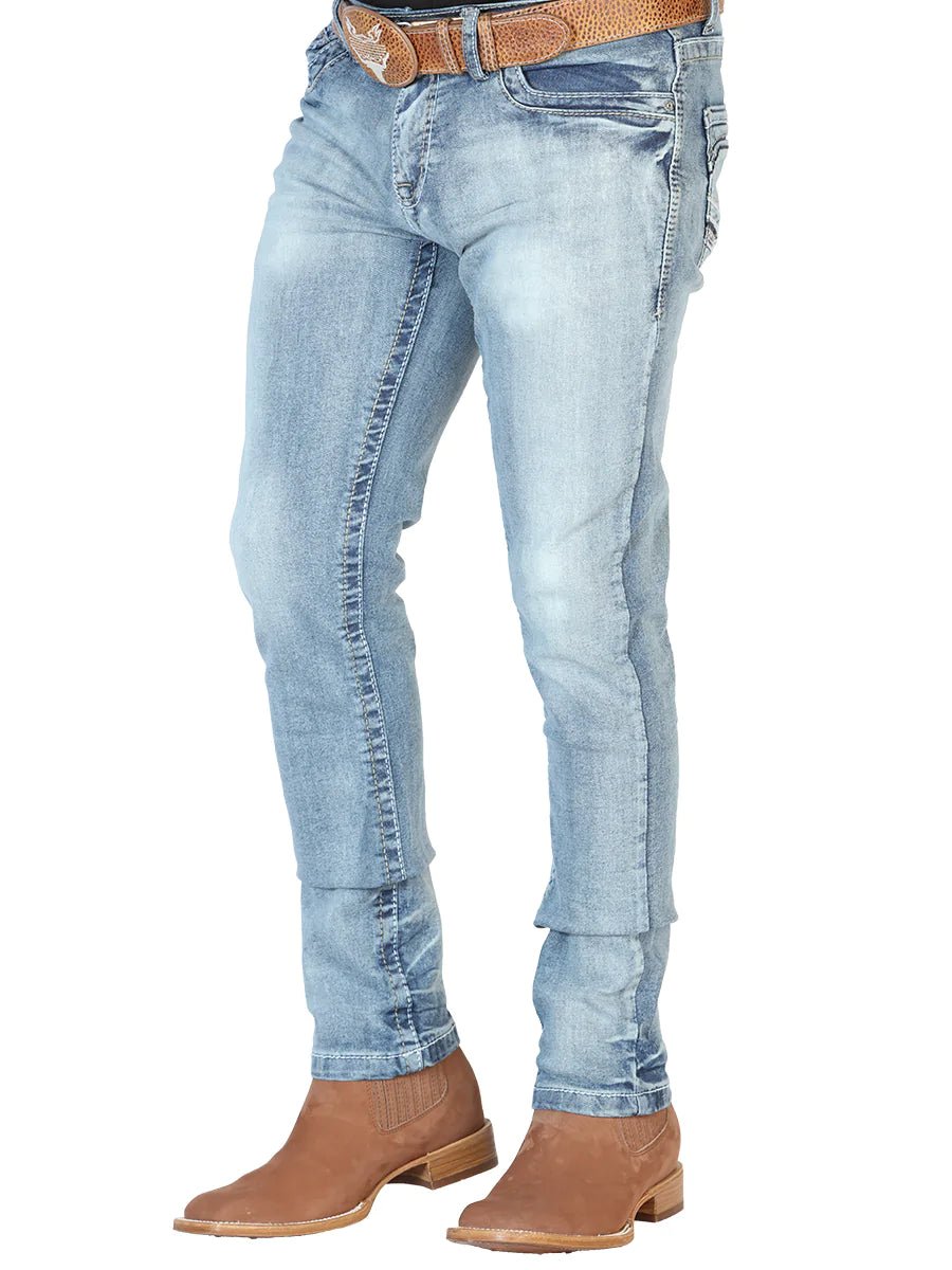 Pantalon De Mezclilla Casual Para Hombre 'El Norteño' *Azul Mediano-126629*  - BELLEZA'S