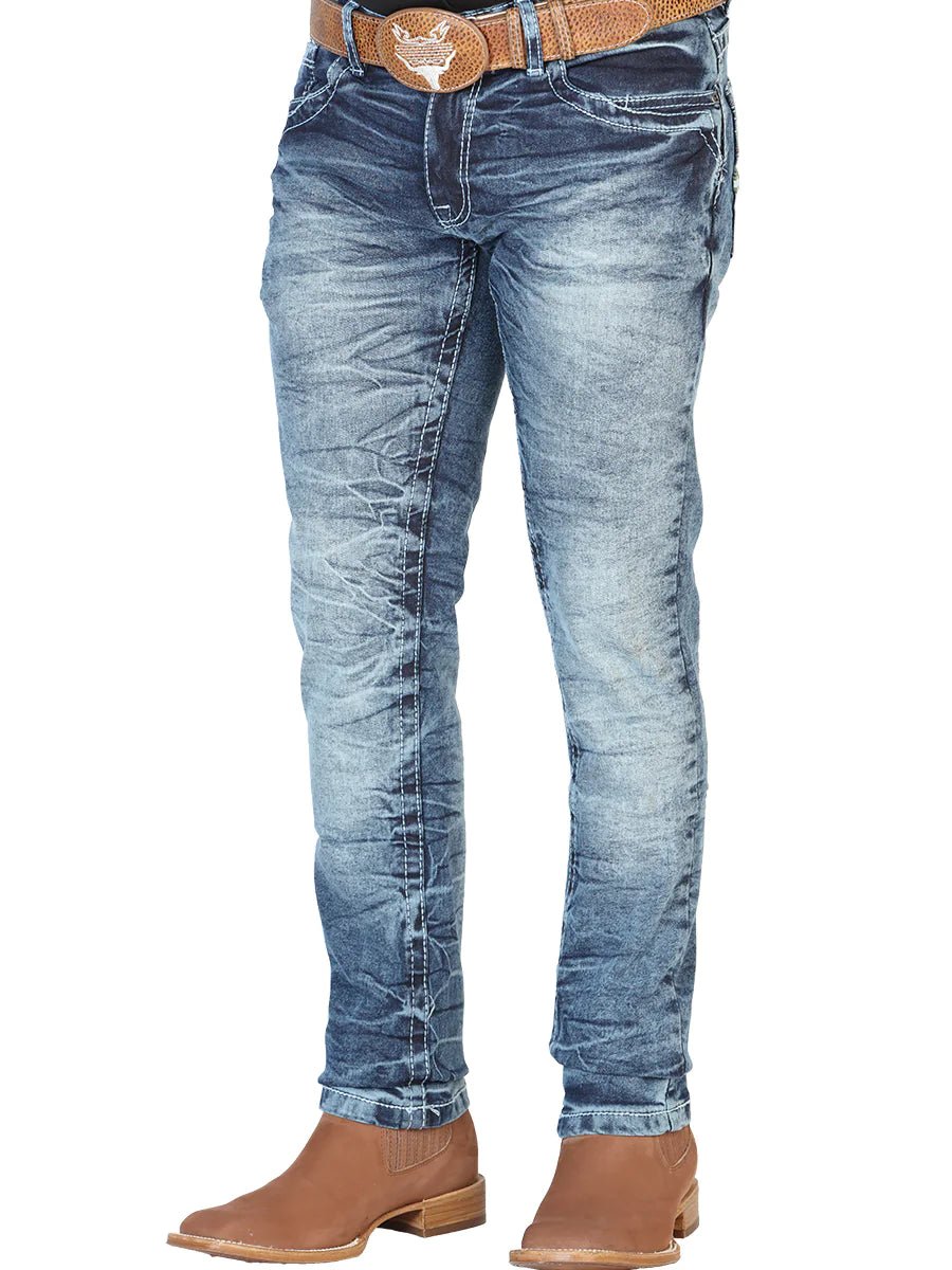 Pantalon De Mezclilla Casual Para Hombre 'El Norteño' *Azul Oscuro-126628*  - BELLEZA'S