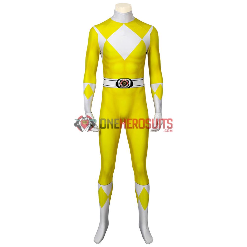 Yellow Power Ranger Suit Spandex Power Rangers Costumes Printed Edition